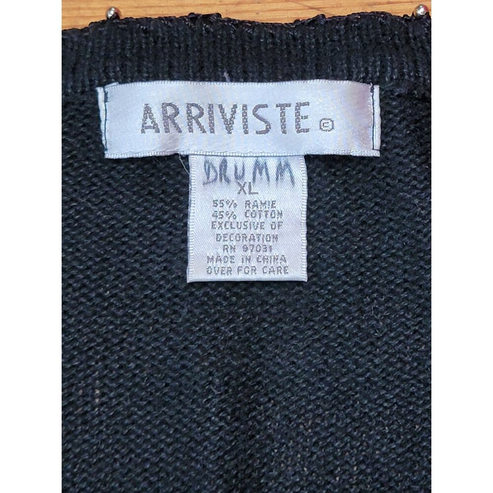 Arriviste Womens Christmas Cardigan Sweater XL Black Button Front Holiday Bows - Picture 3 of 5